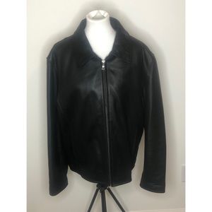 Eddie Bauer Mens Black Leather Jacket Coat Size L